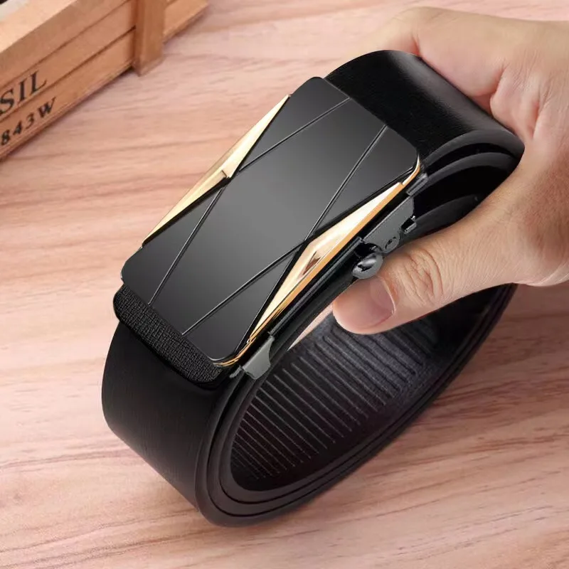

Men's Belt Fashion Automatic Buckle Belt Alloy Buckle Business Belt PU Leather Versatile Jeans Belt