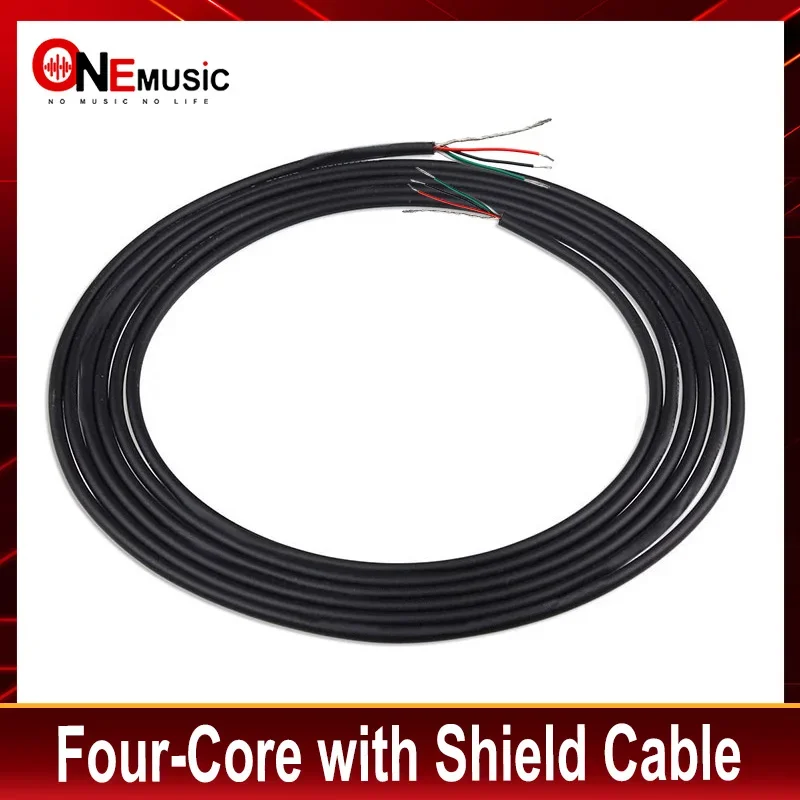 1M Four-Core with Shield Cable for Electric Guitar Pickup Making Humbucker with Coil Spliting Cable Black