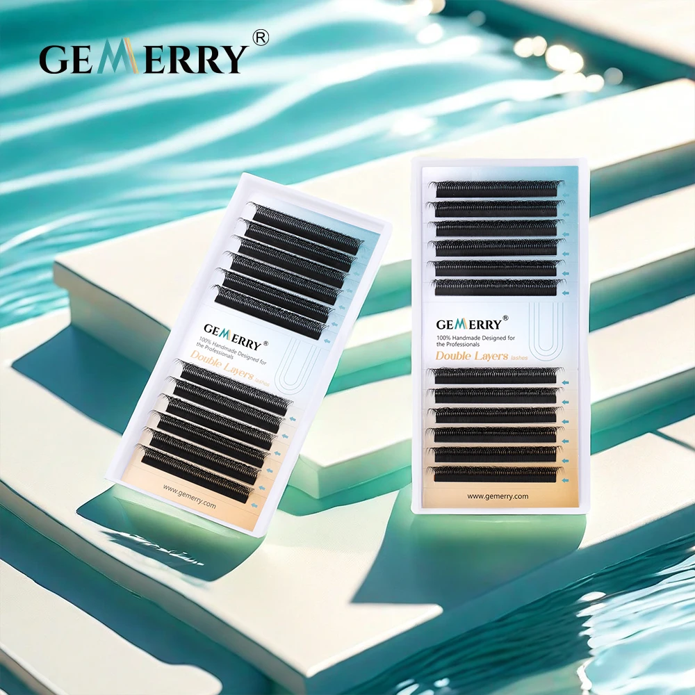 GEMERRY YY/3D/4D/5D/6D على شكل رموش تمديد طبيعية طبقات مزدوجة (3D/4D) حجم مسبق الصنع مع رموش اصطناعية مقاومة للماء