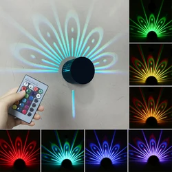 LED Wall Light Peacock Projection Lamp Home Decor Sconce Romantic Atmosphere Colorful Corridors Room Bedside Background Night 3W