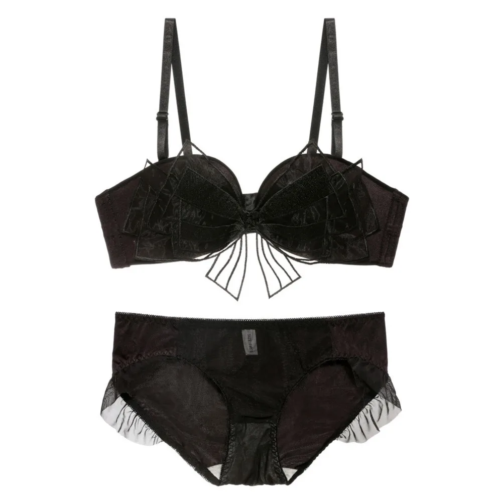 

Удобный беспроводной бюстгальтер-бра с сетчатыми вставками и низкой посадкой, комплект нижнего белья с эффектом пуш-ап, женский комплект с рюшами, бюстгальтер и трусики