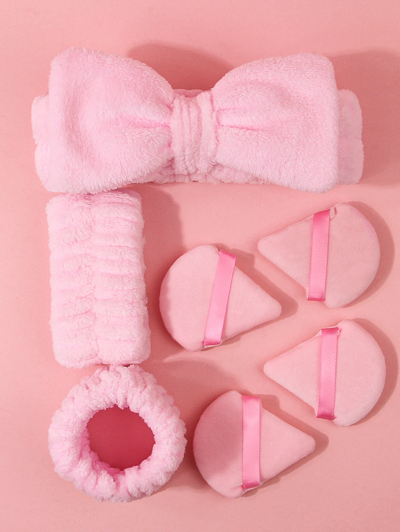 Combinación de juego súper suave de 10 Uds: diadema suave/correa para la muñeca y esponja de maquillaje en polvo de doble uso seca y húmeda