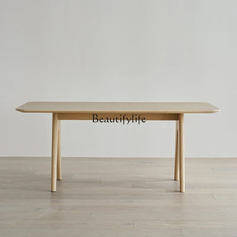 

FG-Retro wabi silent wind solid wood dining table simple household small apartment ash wood minimalist long table