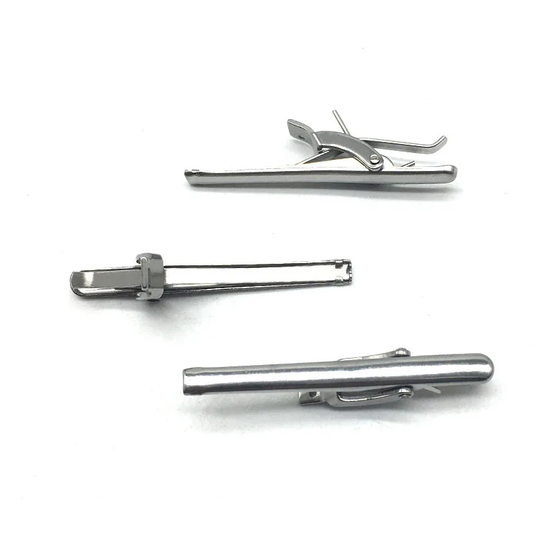 Men's Silver Tie Clip Suit, Aço inoxidável, Cartão de visita profissional, Acessórios de vestuário