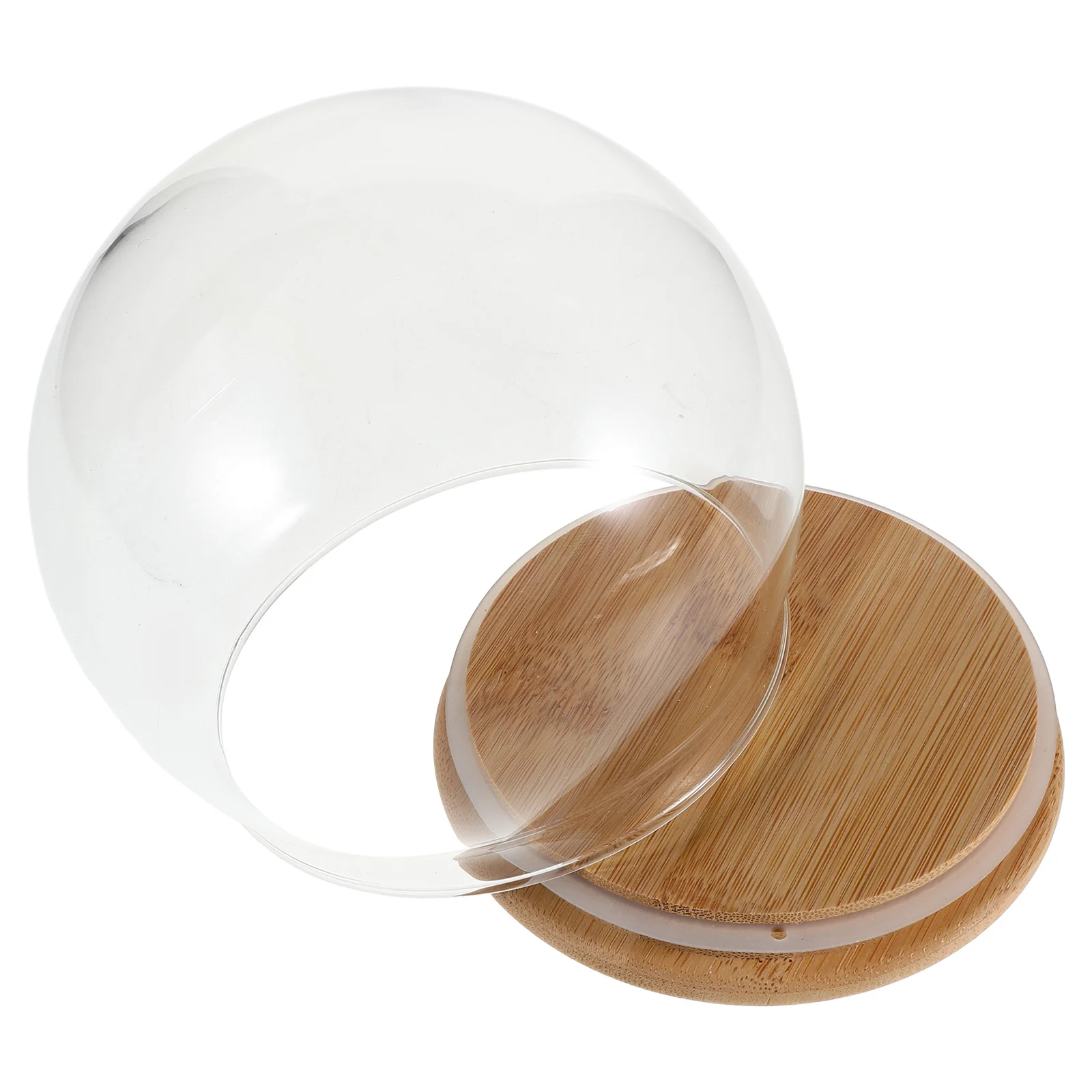 

120mm Snow Globe Tumbler Transparent Glass Dome with Bamboo Lid Base Christmas Decorative Jar for DIY Micro Landscape Kids Gift