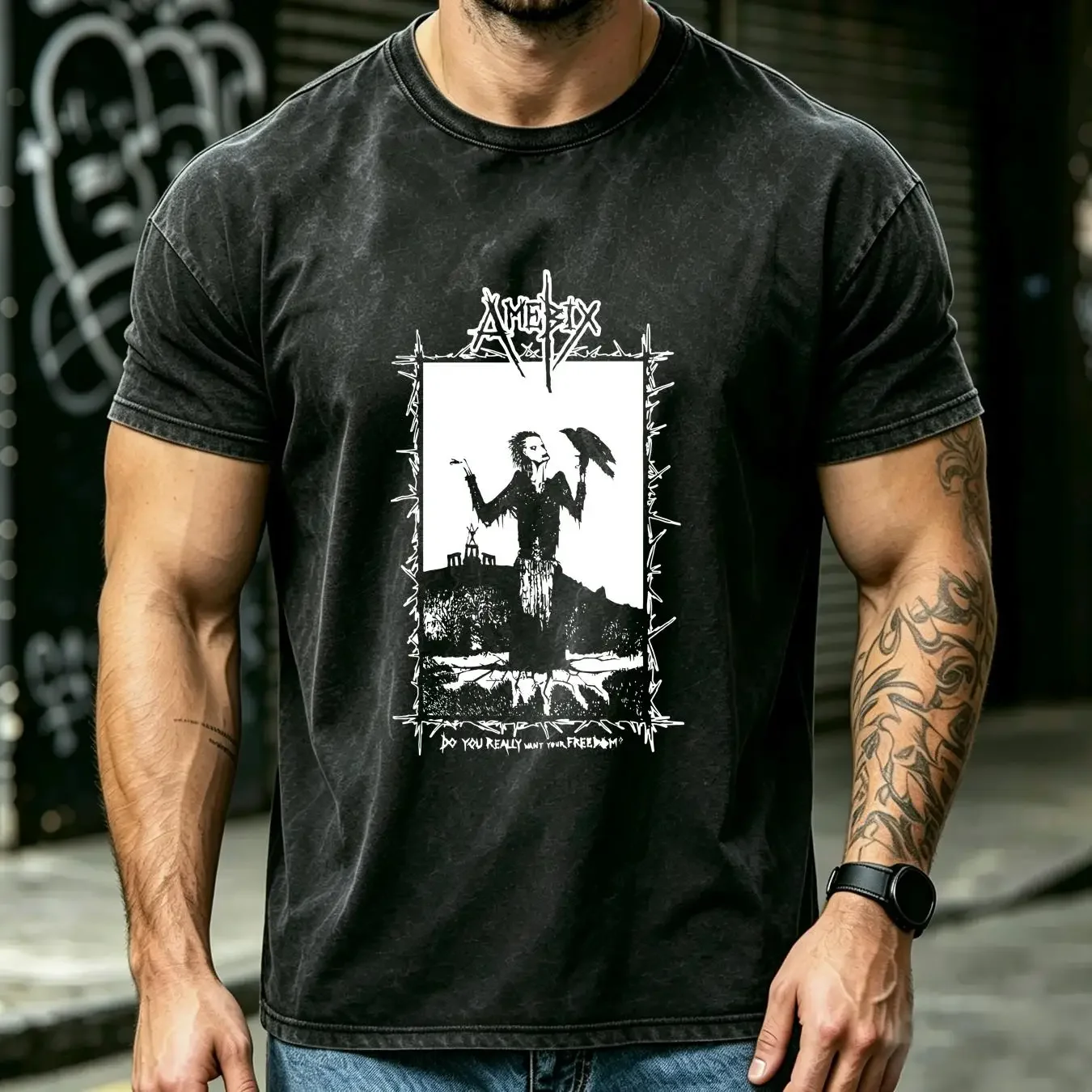 washed T Shirt Amebix Band Music On Stage Black Cotton All Size ZH211 vintage Washed Stretched Top For Everyday Wear Slightly