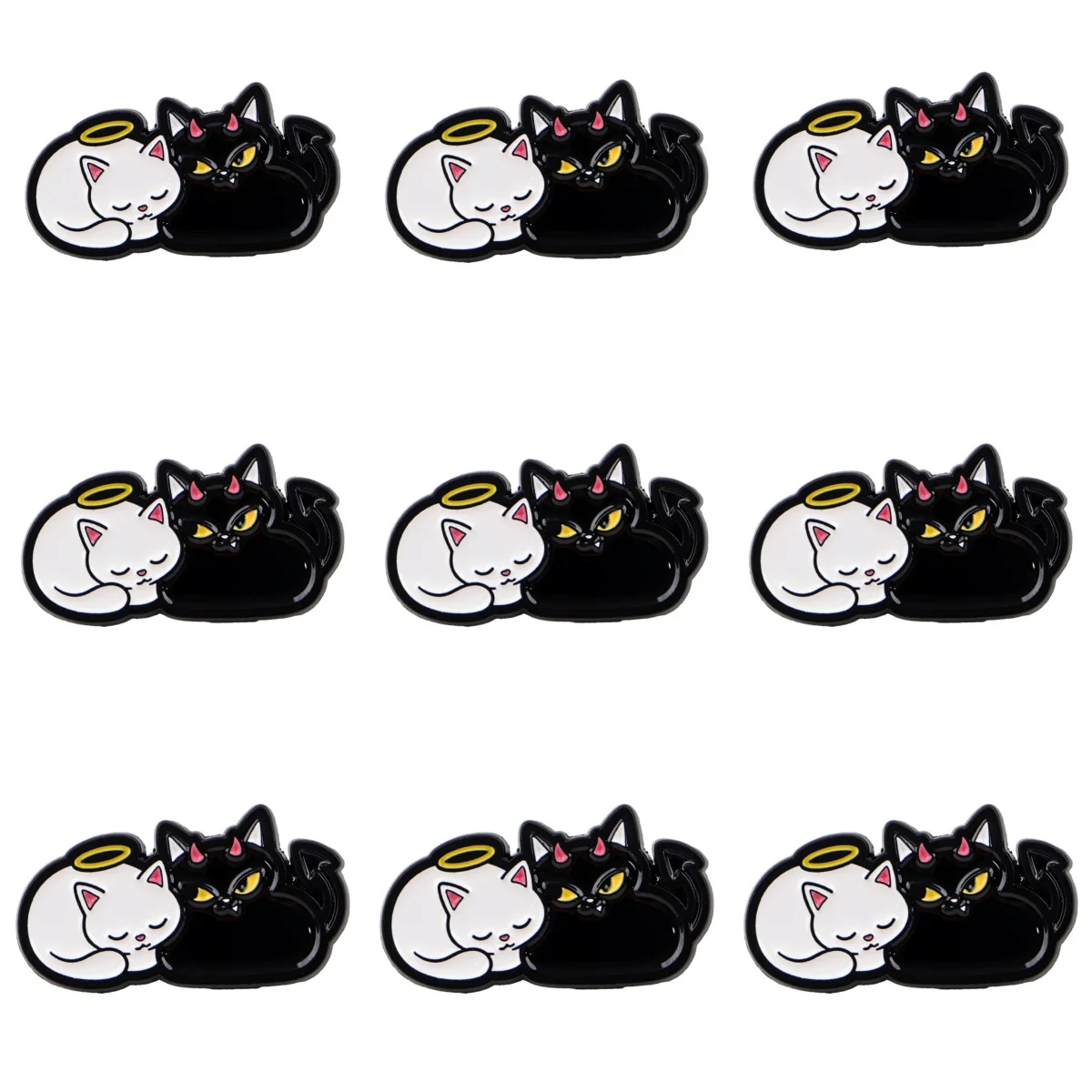 9-teiliges Niedliches Katzen-Emaille-Pin-Set Cartoon-Broschen für Damen Tier-Anstecknadeln Paar-Schmuck Freundschaftsgeschenk