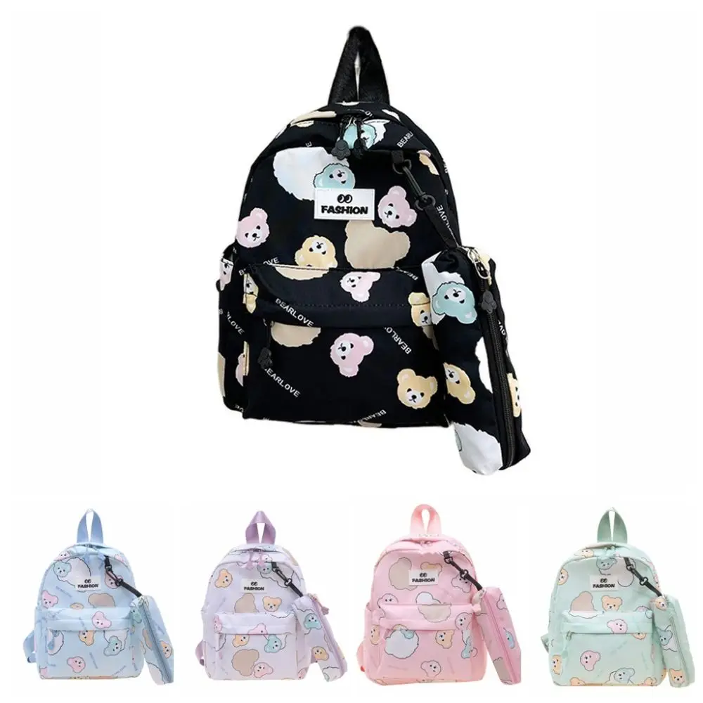 Bolso con colgante de oso para niños, mochila de nailon de gran capacidad, bolso de hombro de dibujos animados, bolso de viaje, bolso escolar para estudiantes