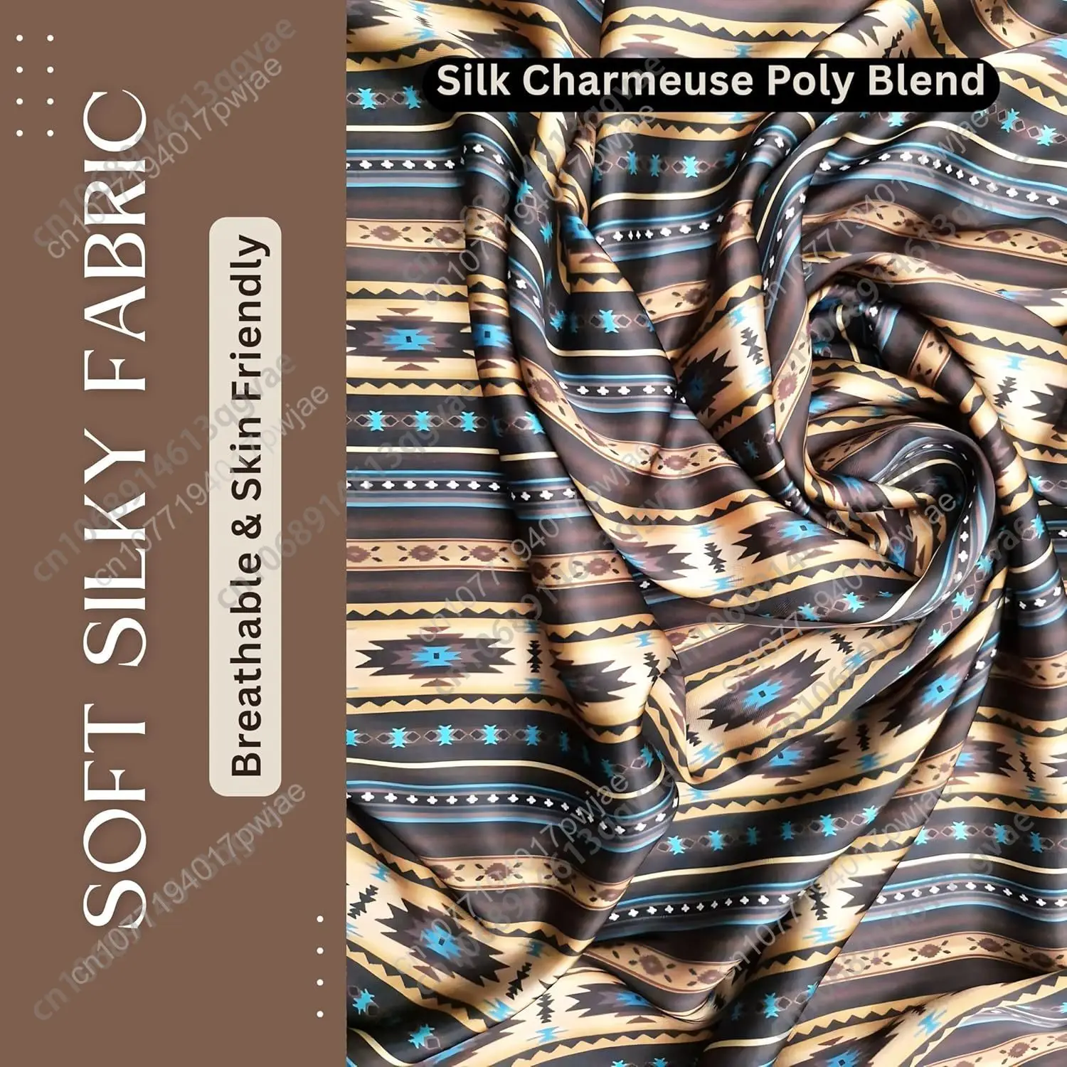 ワイルド・ラグ シルクスカーフ 36インチ、ウェスタン・カウボーイ・バンダナ スクエア シルクのようなワイルド・ラグ、アステカ柄スカーフ