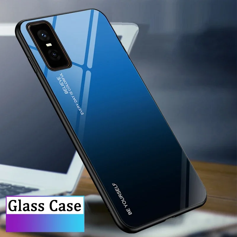 

Auroras For infinix GT30 Pro Cases Glossy Gradient Glass Silicone Border Shell For infinix GT30 Pro Hard Cover Fundas
