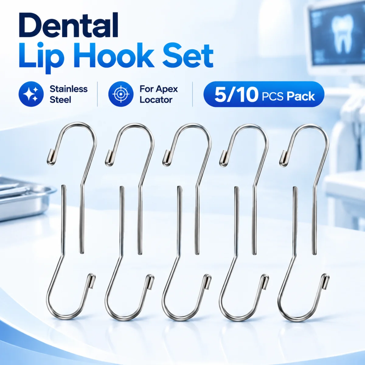 5/10/20pcs Autoclavable Stainless Steel Lip Hook for Lab Apex Locator Precise Measurements and Accurate Root Canal Locating Tool
