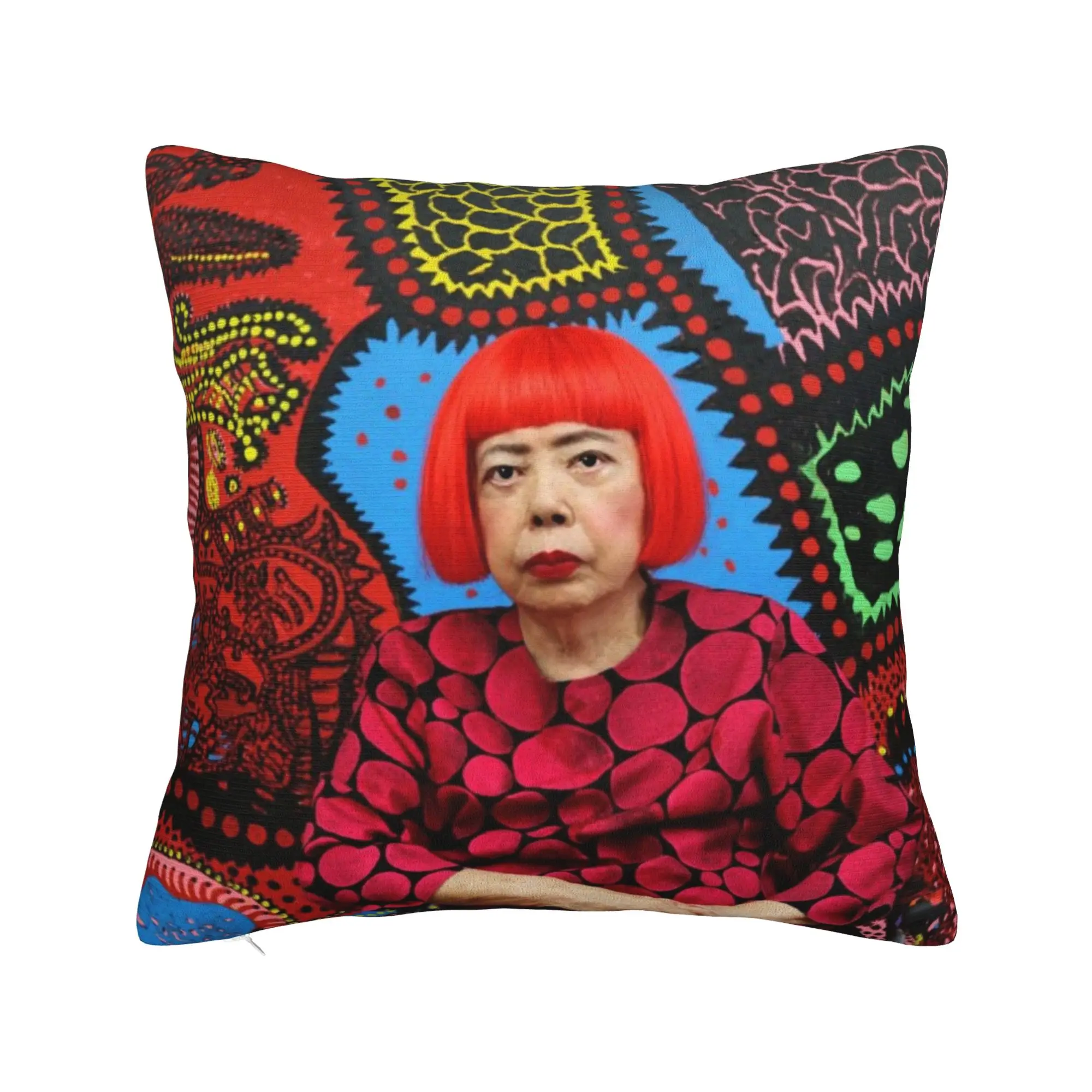 Yayoi Kusama Aesthetic Square Pillow Case Polka Pop Cushion Covers  Zippered Decorative Throw Pillow Case Cover for Home 40*40cm