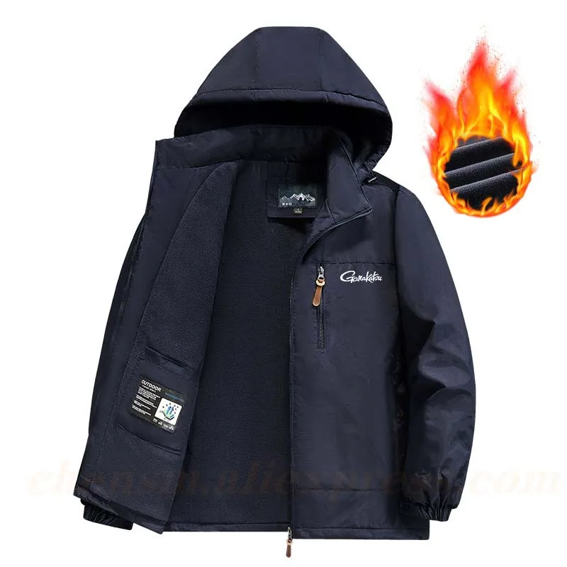 Gamakatsu Men Fishing Clothing Jacket Autumn Winter Thickened Outerwear Windproof Warmth Outdoor Casual Fleece Jacket