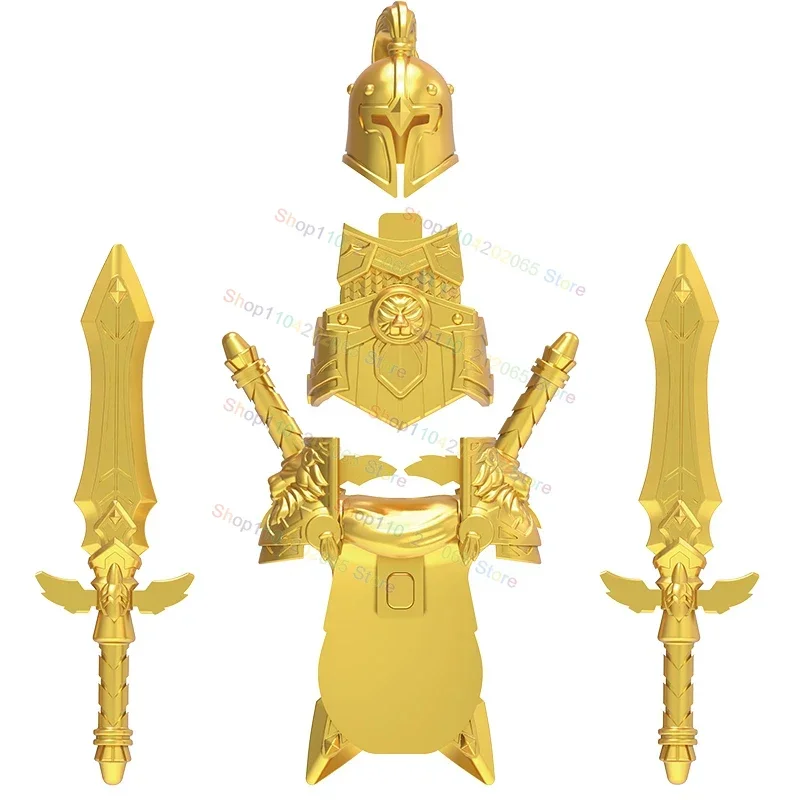 

Armor Knights Helmet Sword Weapons Golden Knight Building Blocks Stormwind soldiers Action Figures Compatible Toys for Kids Gift