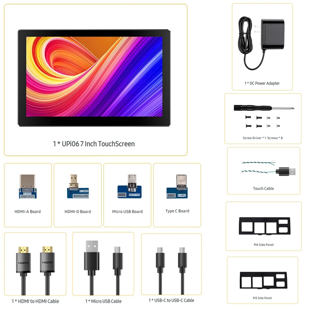 Raspberry Pi Case with TouchScreen & Fan EVICIV UPi B7 Portable Monitor RasPi 4 Touch Screen USB C HDMI RPi Display Rasberry Kit