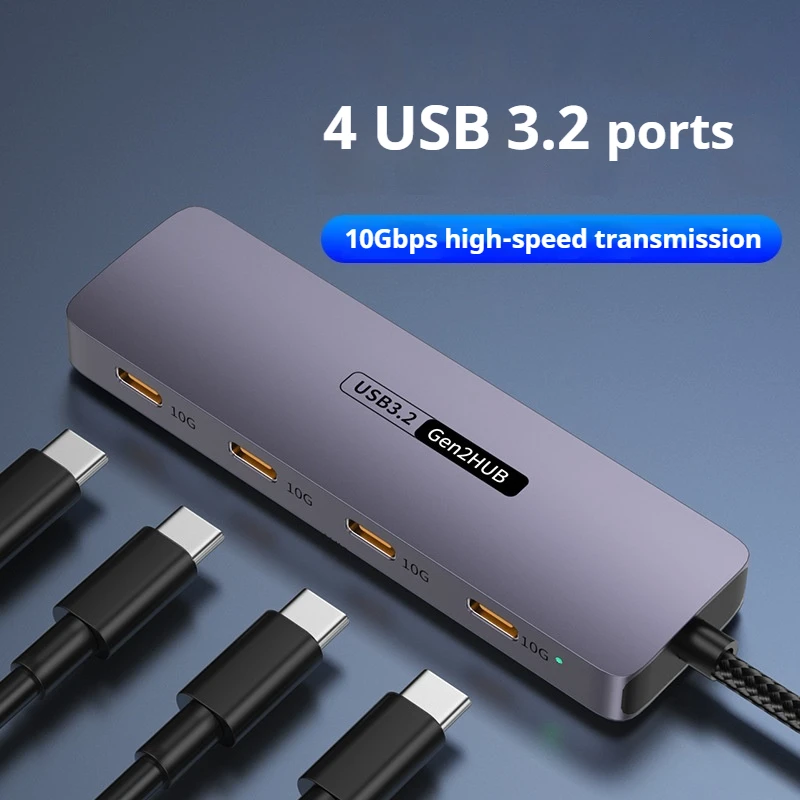 USB C Hub 4 port, USB C Splitter kecepatan tinggi 10Gbps untuk Macbook pro, laptop, aksesori PC iPhone 15 Sumsang USB tipe-c 3.2 Hub