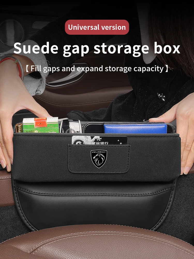 

Car Seat Crevice Slot Organizer Chamois Fur Storage Box For Peugeot 208 301 308 408 508 607 2008 3008 4008 5008 GT RCZ Rifter