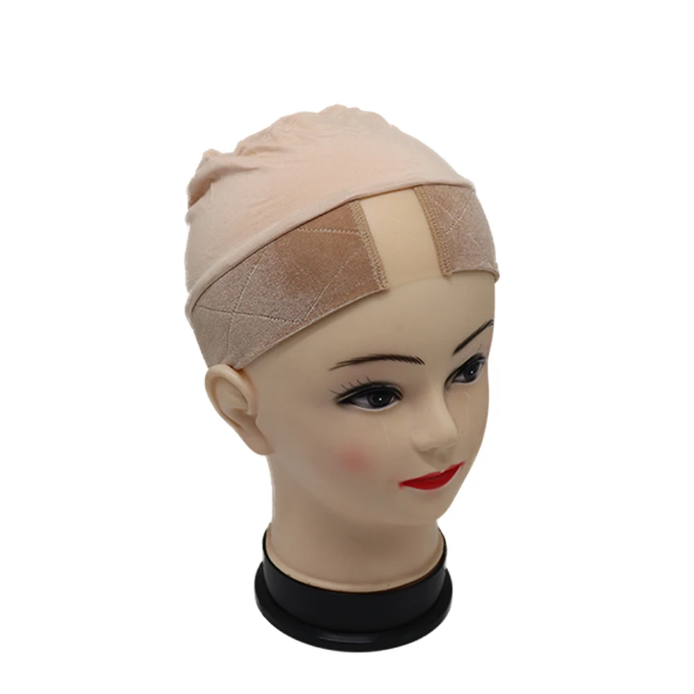 Lace wig cap with velvet headband around for cancel patients comfortable and elastic caps