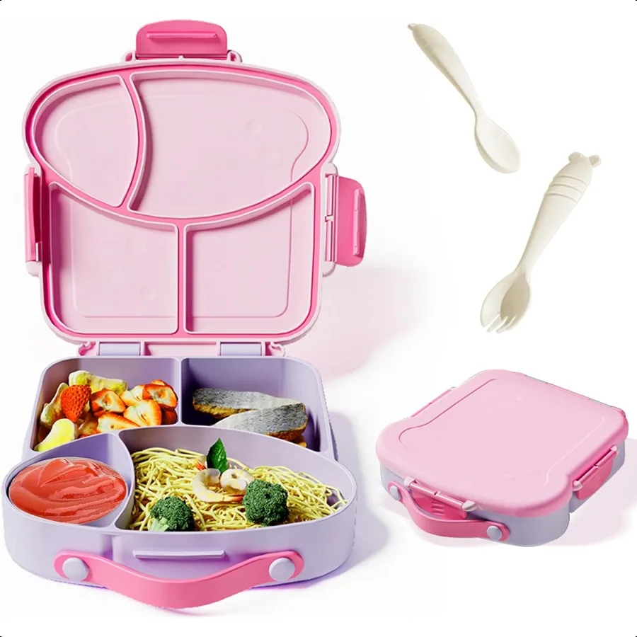 

Bento Box for Lunch Box LeakProof 4Compartment 31 OZ Lunch Box for Ages 3+ Suitable for Schools Outdoor and Travel Pink