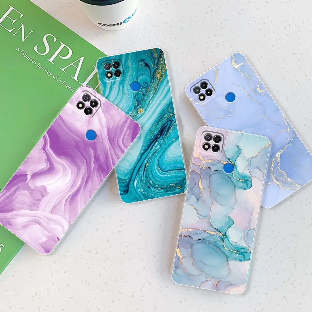 For Xiaomi Redmi 9C Case For Redmi 9C NFC Marble Transparent Silicone Soft TPU Case For Redmi 9C Redmi9C NFC Cover Bumper Back