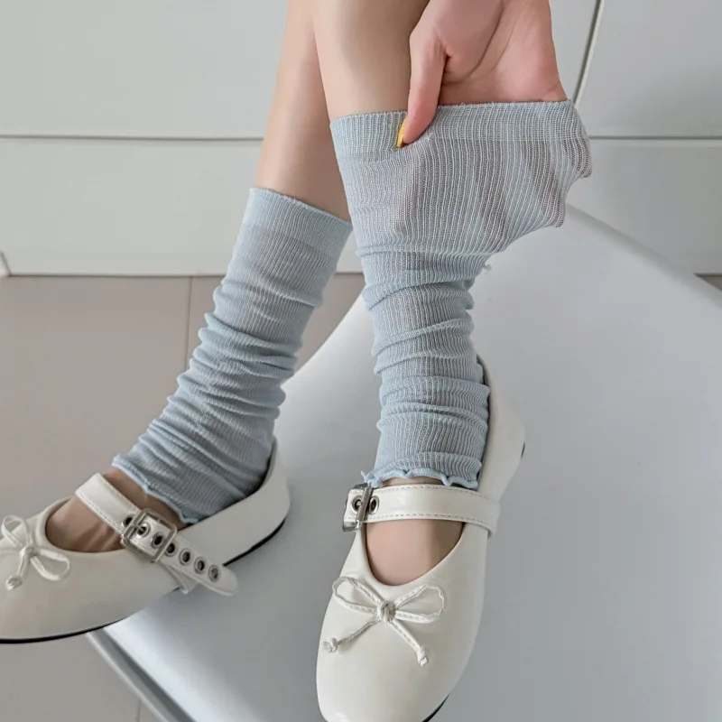 Women Leg Warmers Spring and Summer Thin Leg Cover Calf Socks Ballet Style Leg Warmers Foot Cover Medium Tube Socks Stockings