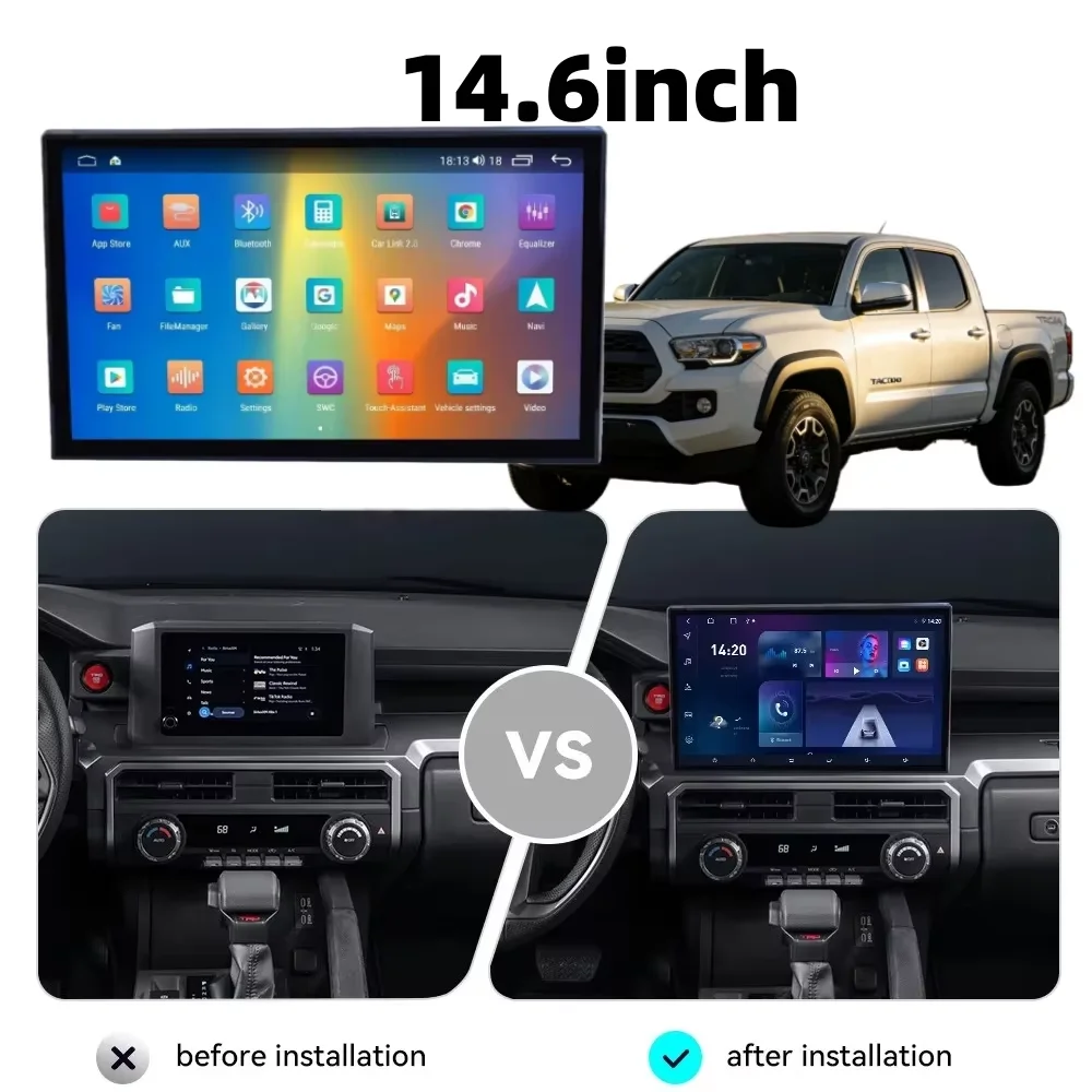 14.6 Inch Android 14 Car Tape Recorder Radio For TOYOTA TACOMA 2024 Car GPS Navigation Multimedia Player Head Unit Stereo Radio