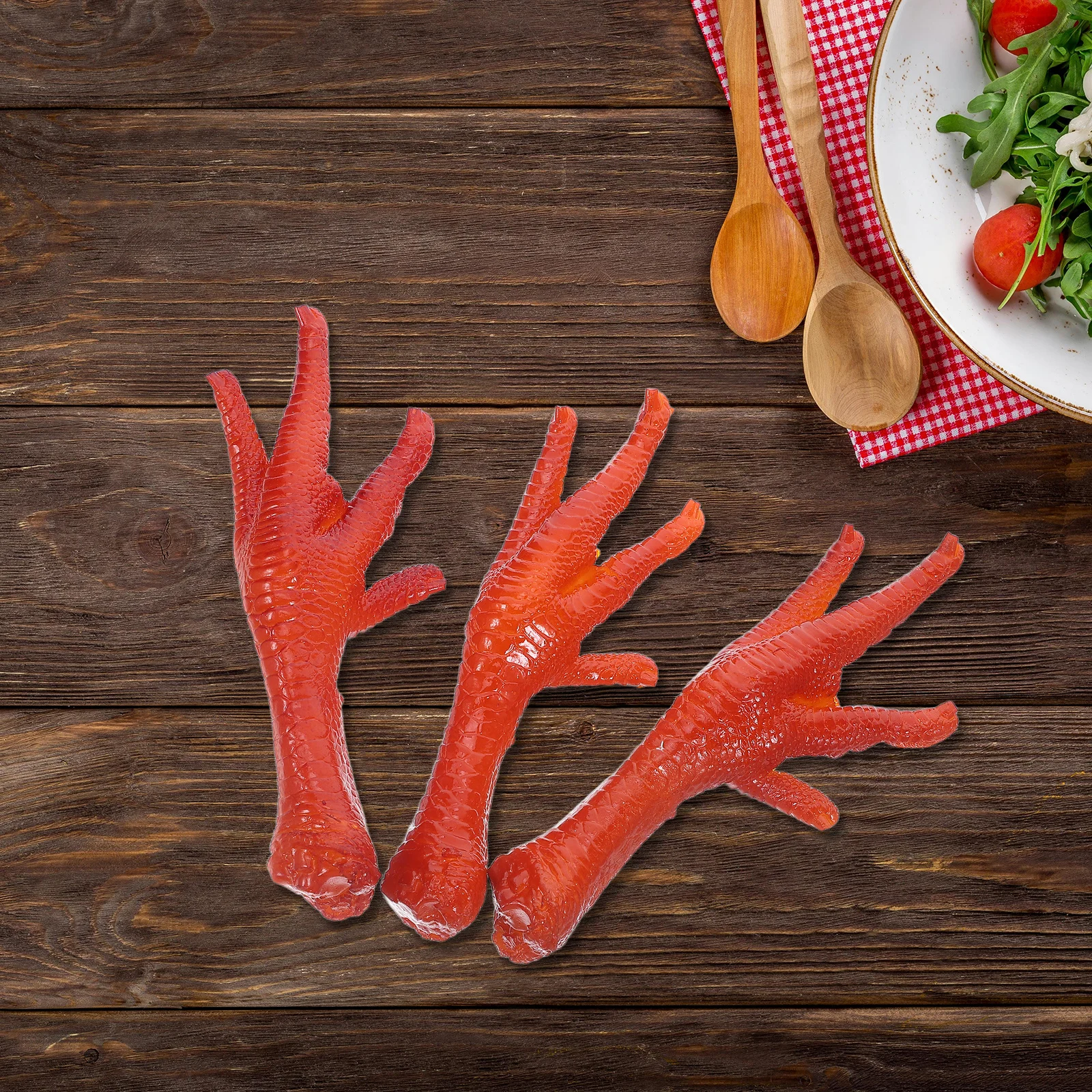 مجموعة نماذج طعام أقدام الدجاج النابضة بالحياة مكونة من 3 قطع لديكور المطبخ وعرض الحدث والتصوير الفوتوغرافي وإكسسوارات الطبخ الاصطناعية