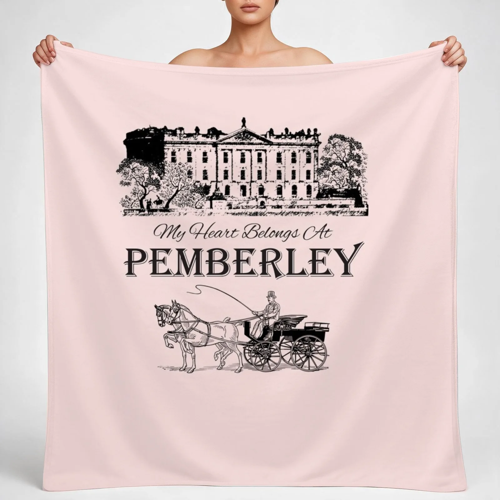 Jane Austen Pemberley Book Club Mr. Darcy Fans Literary Quotes Gifts Throw Blanket couch