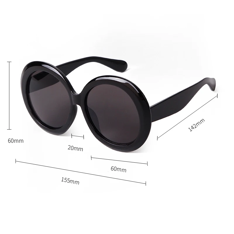 Trendige Runde Damen-Übergroße Sonnenbrille mit Dekorativem Schildpattrahmen, Bunte Herren-Sonnenbrille, Große Brillen, UV400-Schutz – Detail 3