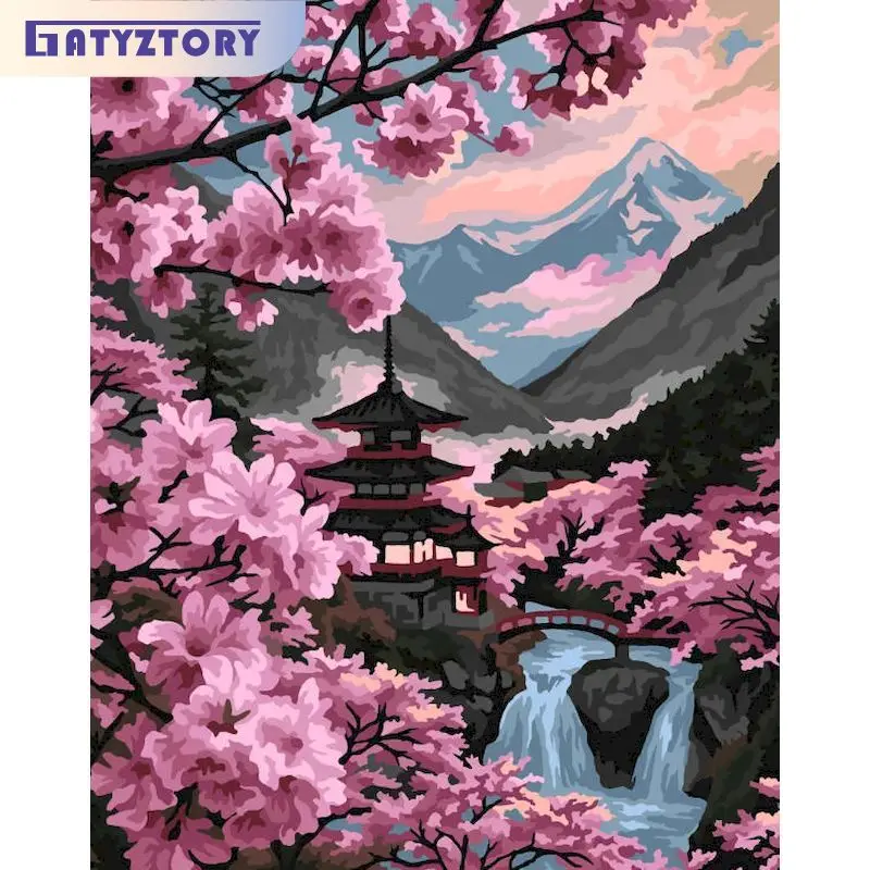 

GATYZTORY DIY Pictures By Number Landscape Kits Coloring By Numbers Tree Drawing On Canvas Hand Painted Paintings Gift Home Deco