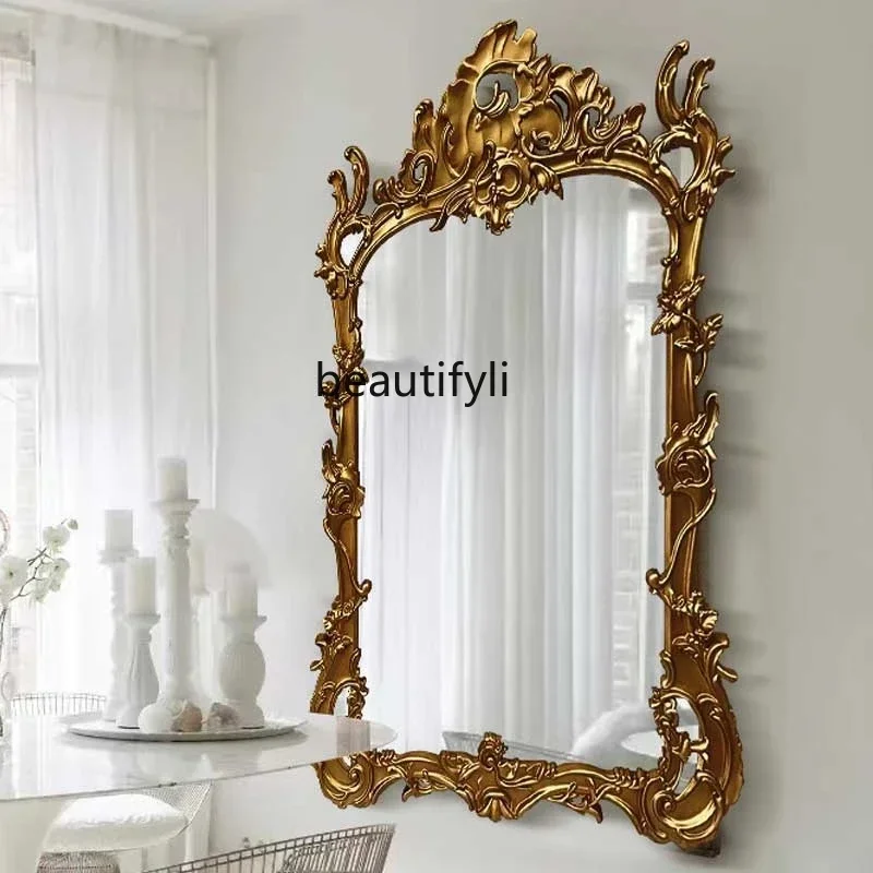 TTT French retro full-length mirror European luxury carved floor-to-ceiling mirror villa fireplace decorative mirror