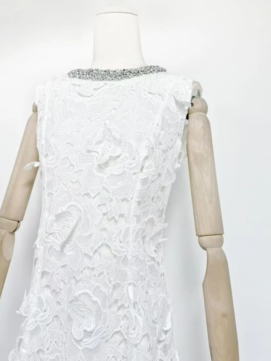 TWOTWINSTYLE Hit Color Chic Long Dresses For Women Round Neck Lantern Sleeve High Waist Elegant Dress Female Fashion Style New