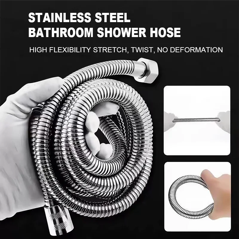 1Pc 1.5m/2m /3m G1/2'' High Quality Flexible Shower Hose Stainless Steel Rust-proof Bathroom Tube Leak-proof Anti-Explosion Pipe