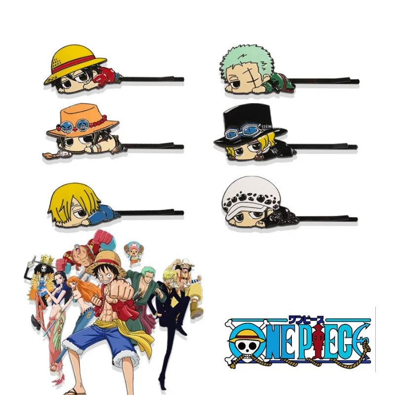 

New Style 6PCS/set Kawaii One Piece Kawaii Clip Girls Cartoon Headwear Cute Tie Hair Ring Hairpin Hairs Gift Cosplay