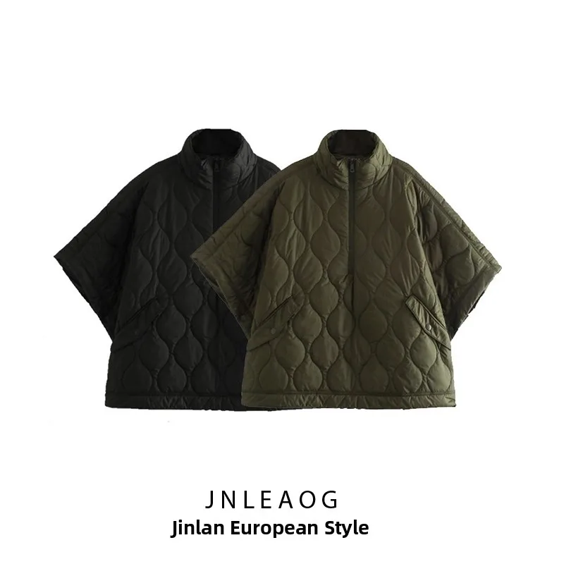 Warm Cotton Coat Winter New Sle Women's Faion Waterproof f Zipper Cowl Ne Jaet Street Sle Loose Fit Polyester