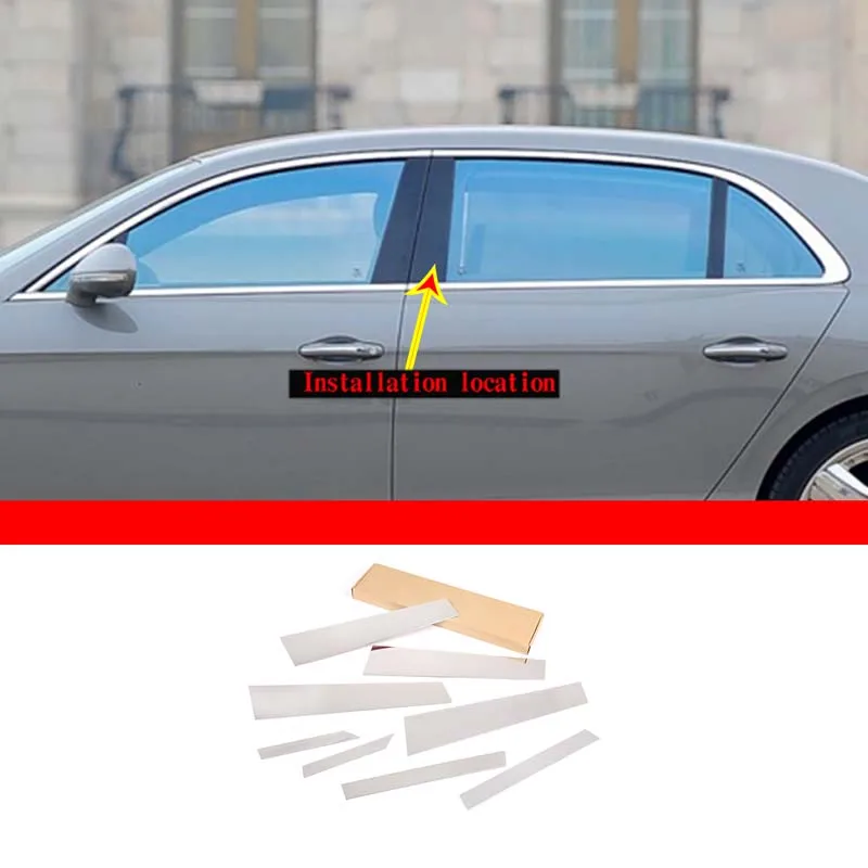 

For 2013-19 Bentley Flying Spur aluminum alloy silver car window center B-pillar decorative strip sticker decorative accessories