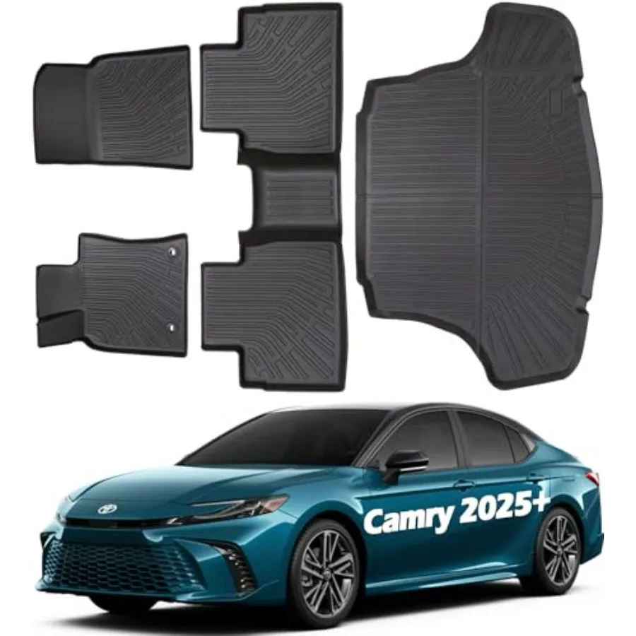 

Комплект всепогодных ковриков TPE для багажника Toyota Camry Hybrid 2025: водонепроницаемые, противоскользящие, полное покрытие
