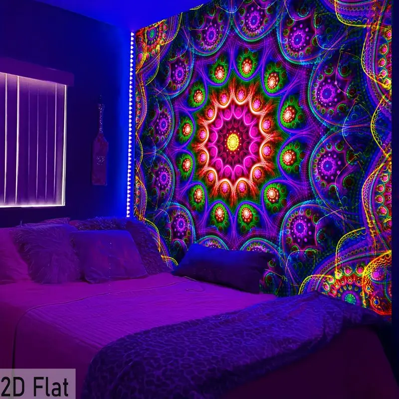 VIKAMA Mandala Kaleidoscope Illusory Tapestry, Bohemian Wall Art for Bedroom Living Room Dorm Meditation Decor