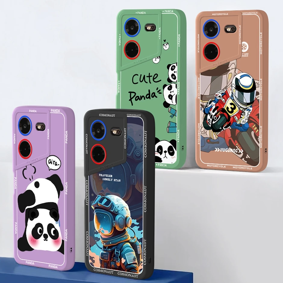 Dla Tecno Pova 5 pokrowiec Pova5 LH7n miękkie silikonowe Panda kreskówka krawędź prosta etui na telefon Tecno Pova 5 etui powłoka ochronna