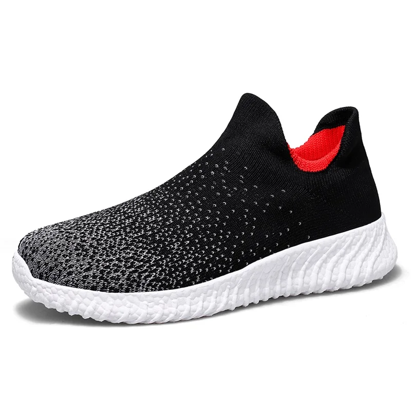 أحذية رياضية للركض باللون الأسود للرجال، أحذية رياضية كاجوال للخروج قابلة للتنفس، أحذية تنس مسطحة شبكية منسوجة للرجال