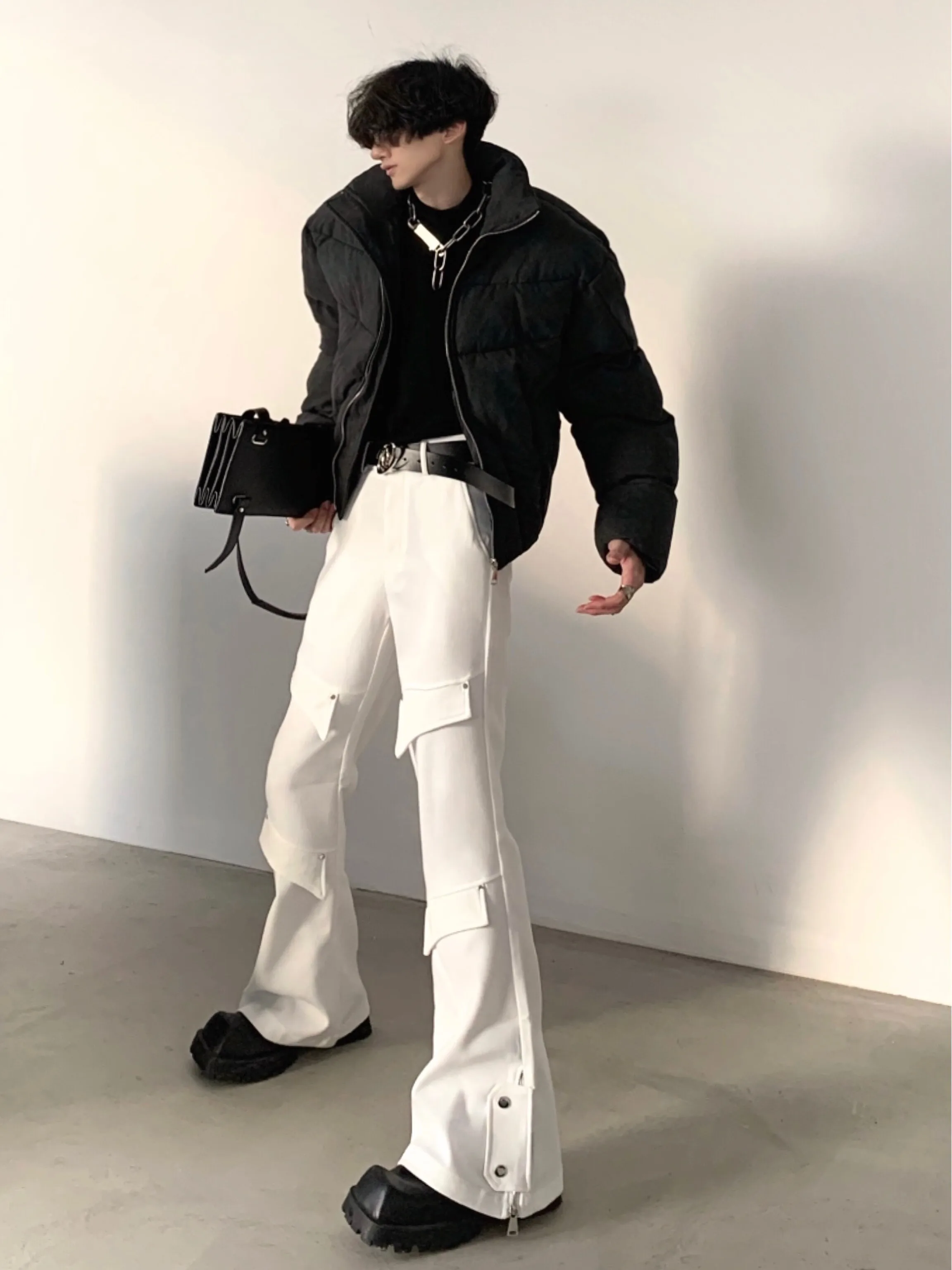 Fall Mountain Wind American Vibe Short Thickened PU Leather Cotton Jacket Men's Winter Warm Fashionable Youth Casual Coat