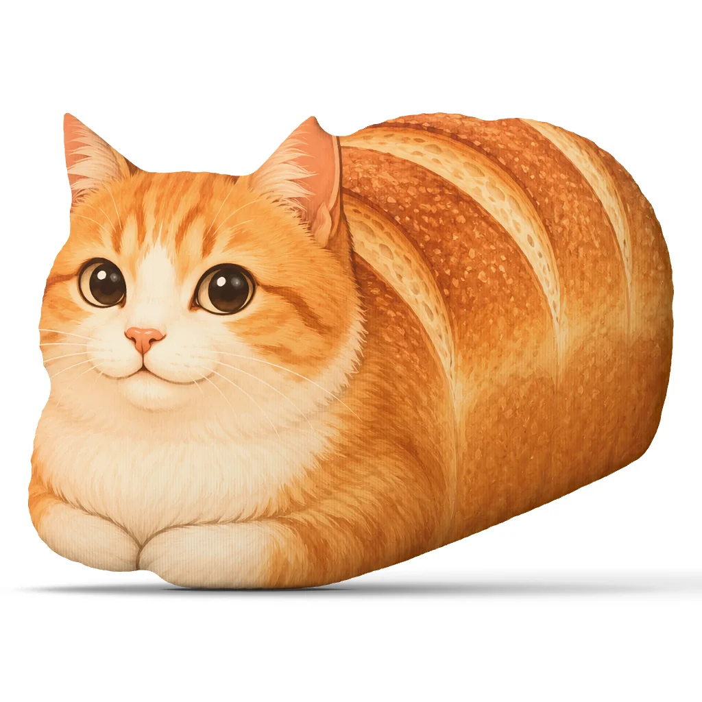 Orange Tabby Cat Bread Loaf Shaped Throw Pillow Cute Cat Lover Stuffed Cushion Decorative Pillow for Sofa Home Decor Gift