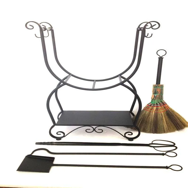 

European wrought iron firewood rack, fireplace utensils, tongs, firewood rack, fireplace tools five-piece set, spot