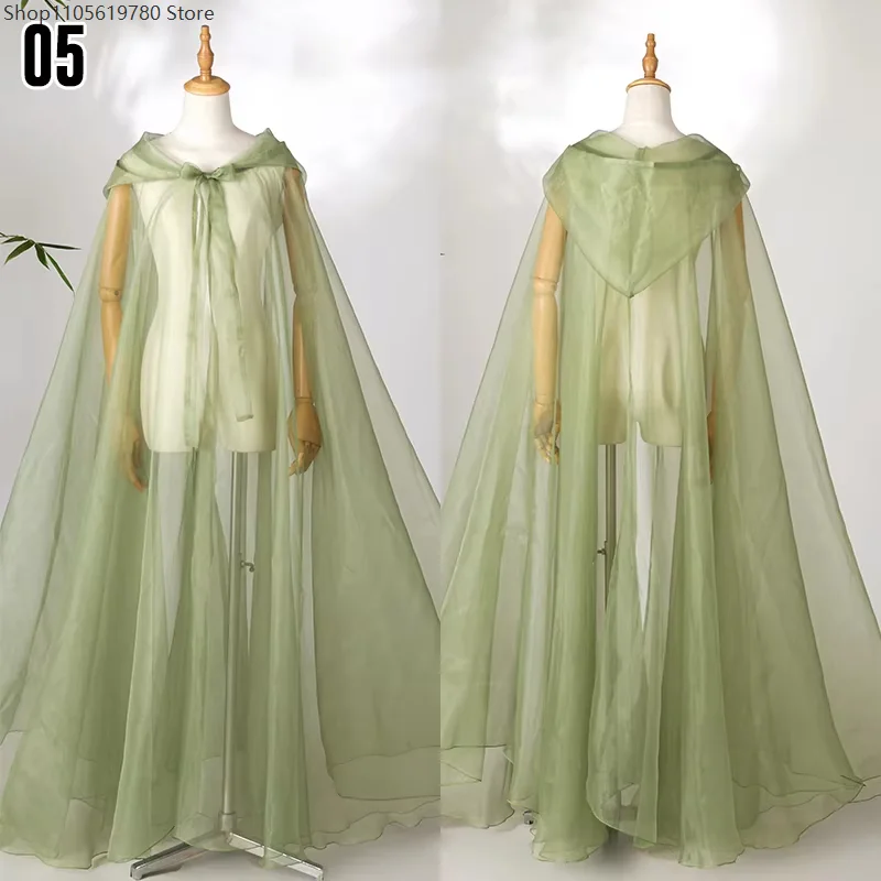 Women Elegant Chinese Ancient Flowy Long Hooded Hanfu Cape Cloak Fairy Oriental Cosplay Stage Traditional Performance Costume