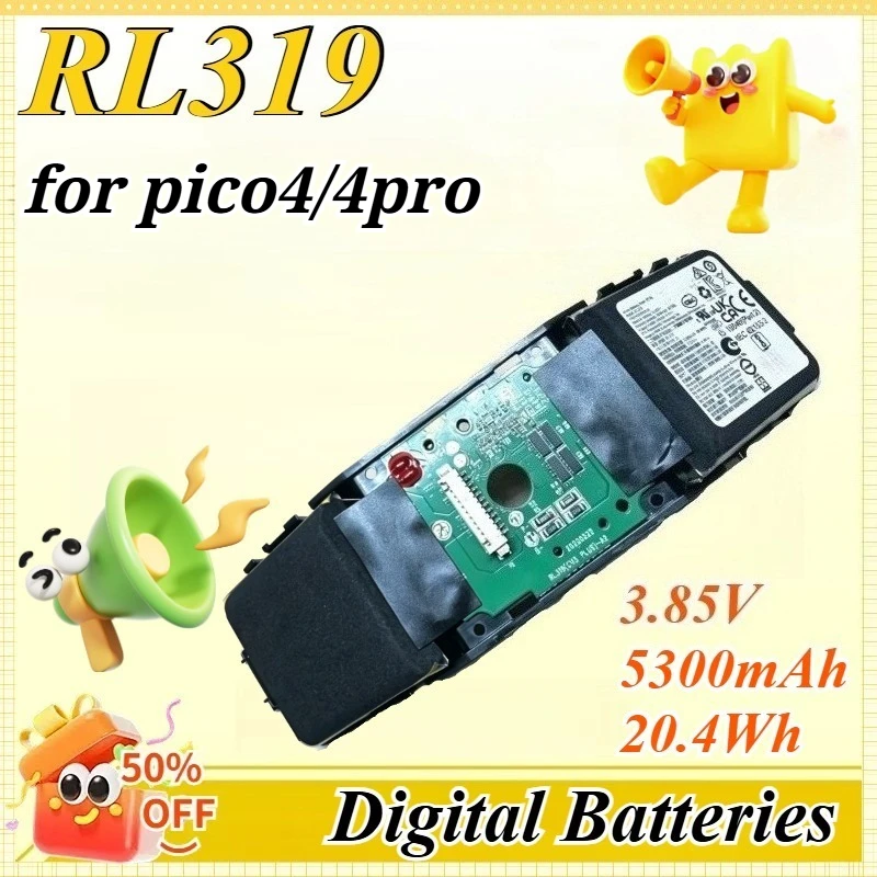 

RL319 3.85V 5300mAh 20.4Wh for pico4/4pro 3D VR overall finished product integration battery game console glasses battery