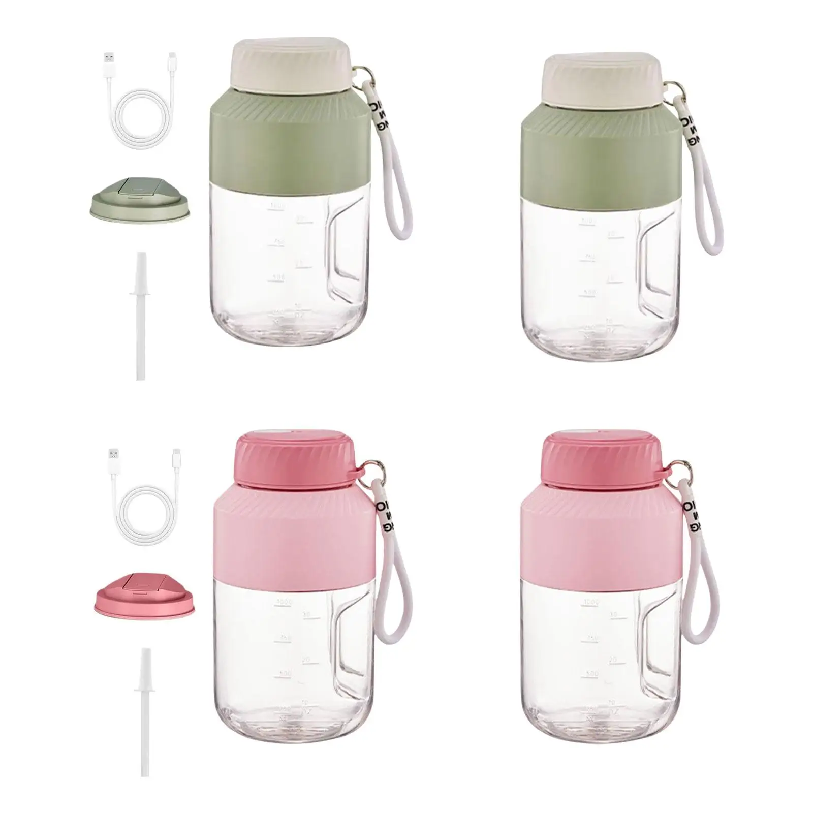 야외 및 사무실 사용을 위한 뚜껑과 스트랩이 있는 USB 전기 주서기 컵