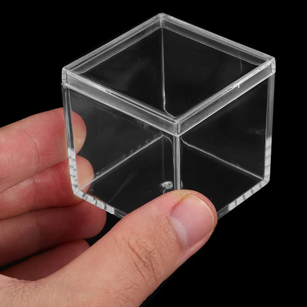 

10Pcs Transparent Sealed Boxes Mini Square Clear Storage Container Candy Organizer Jewelry Holder Small Box Square Candy Box