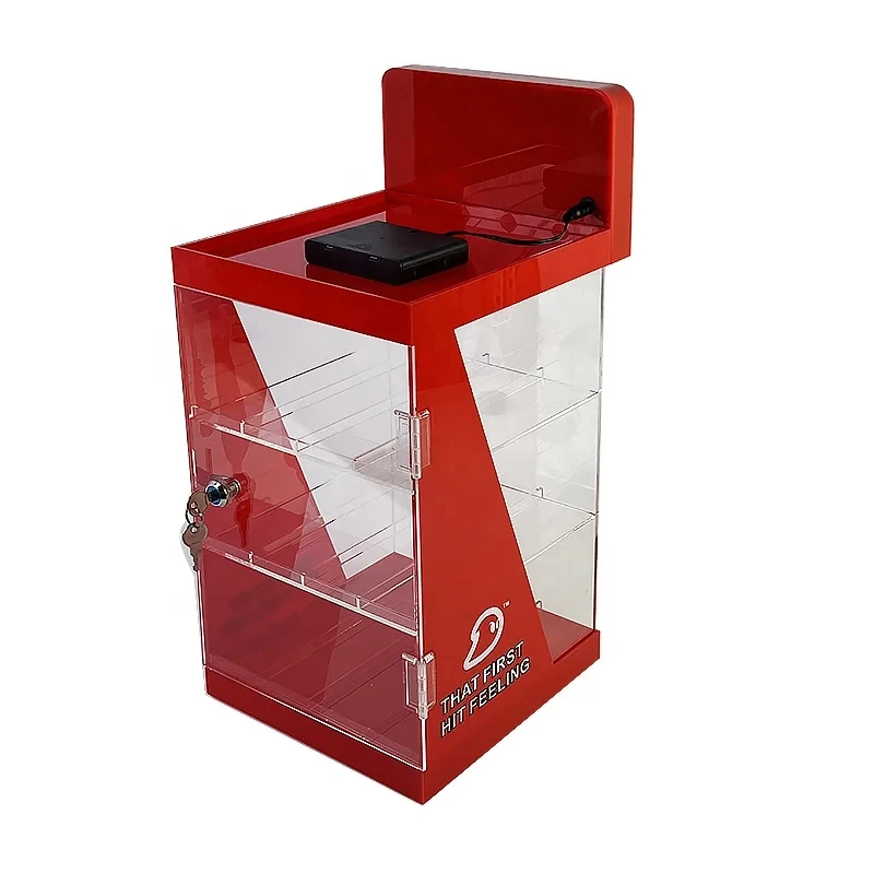 custom.Smoke Shop Display Rack Multi-layer Display Stand with LED Custom Counter Top Display Stands