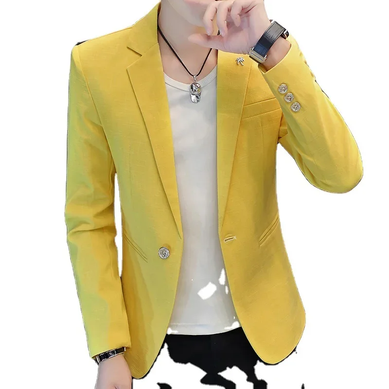 High Quality Men's Blazer White Casual Party Gentleman Slim Dress Coat British Style Simple Elegant Fashion Business Male Jacket