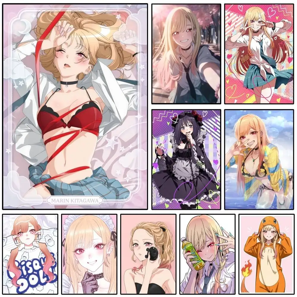 Affiche de dessin animé de la fille Marin Kitagawa, impression de haute qualité, autocollant mural imperméable pour Bar, décoration de salon, cadeau